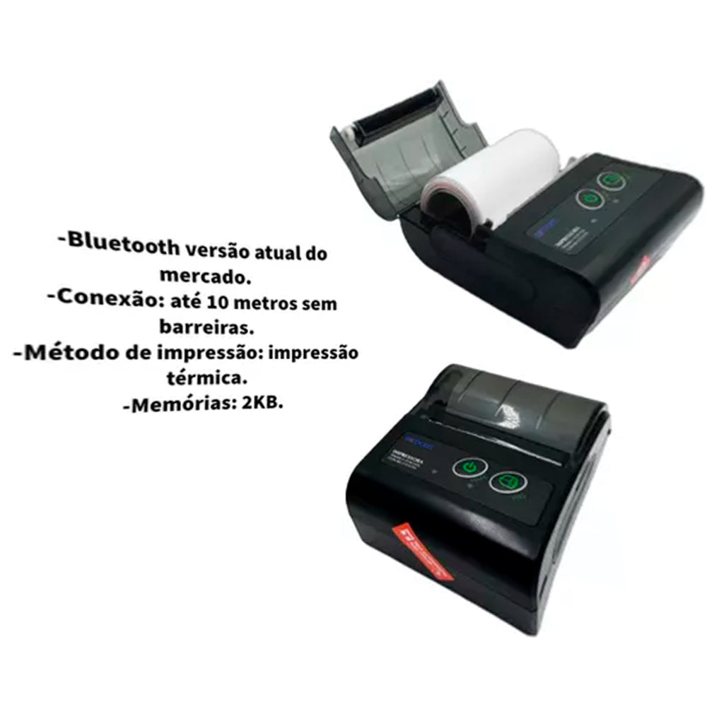 Mini Impressora Termica Portatil Bateria de Lition EXBOM / IMP-TMP58ABT